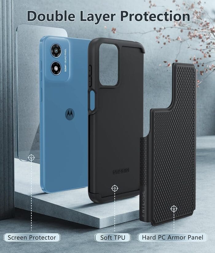 Motorola Moto G Play 2024 Phone Dual Layer Protective Case Black