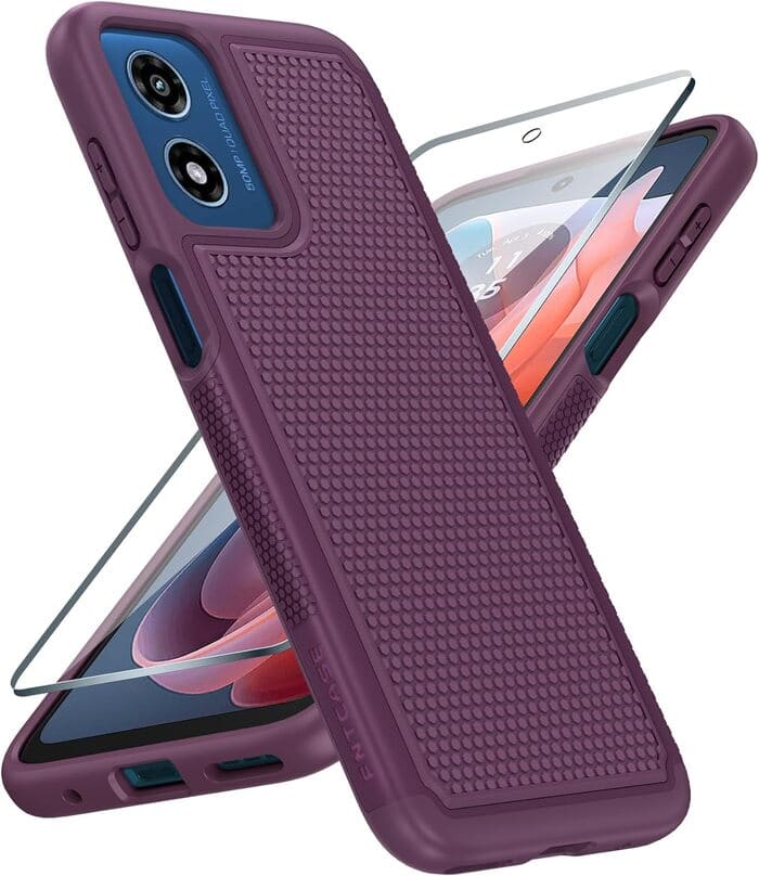 Motorola Moto G Play 2024 Phone Dual Layer Protective Case Dark Red