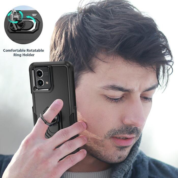 Moto G Stylus 5G 2023 Durable Hybrid Dual Layer TPU Military Grade Shockproof Rugged Protective Phone Case with Magnetic Ring Kickstand - FNTCASE OFFICIAL