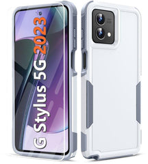 Moto G Stylus 5G 2023 Dual Layer Protective Phone Case White