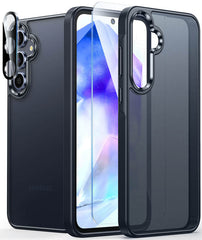 FNTCASE for Galaxy A55 5G 6.5inch: Matte Full Body Drop Protective Black