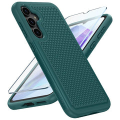 Samsung Galaxy A55 5G Phone Case: Dual Layer Heavy Duty Protective Cover Shockproof Rugged with Non-Slip Textured Back