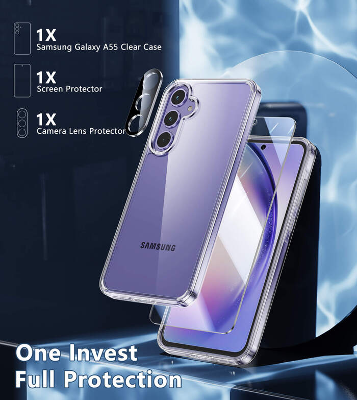 Galaxy A55 5G Shockproof Protective Slim Silicone Clear FNTCASE