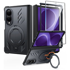 Samsung Galaxy Z Fold 8 with Hinge Protection Magnetic Rugged Case Featuring Ring Kickstand Military Grade Protection