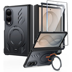 Samsung Galaxy Z Fold 8 with Hinge Protection Magnetic Rugged Case Featuring Ring Kickstand Military Grade Protection