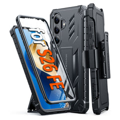 Samsung Galaxy S26 FE Case: Military Grade Rugged Cell Phone Cover with Kickstand and Belt Clip Holster