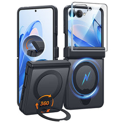 Samsung Galaxy Z Filp 8 Case: 360° Spin Magnetic Stand, MagSafe, Screen Protector, Translucent Matte Military Grade Shockproof Full Hinge Protection